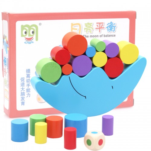 EDUCATIONAL TOY - Wooden Moon Balancing Blocks Learning Educational Toy For Blue